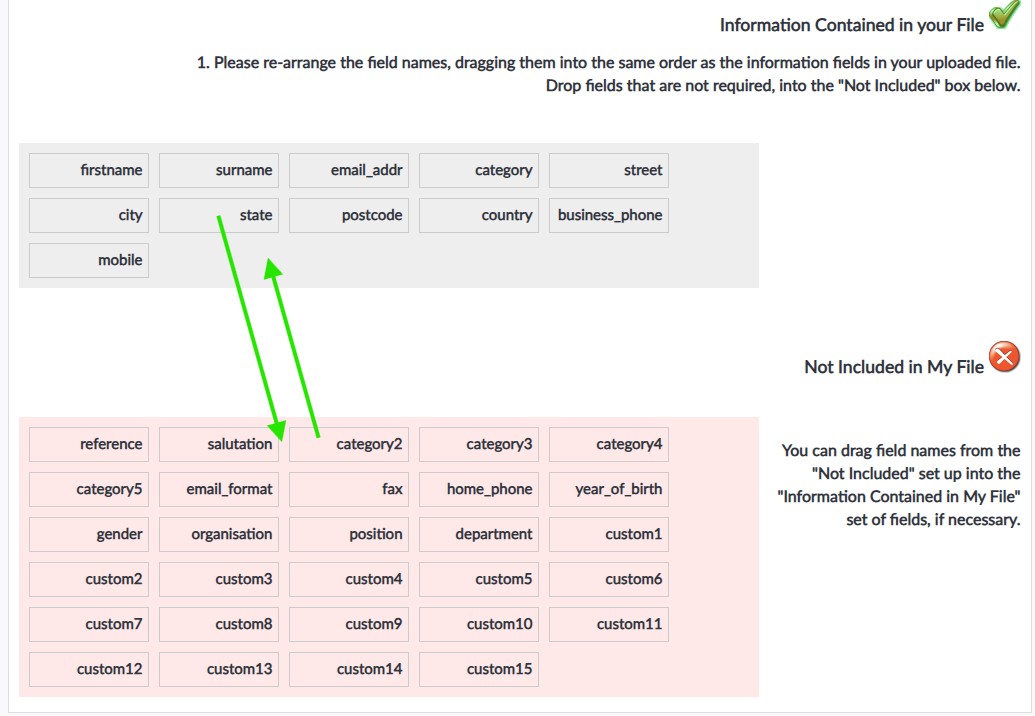Enudge CSV contact import