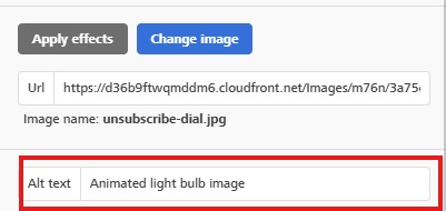Adding alt text to the image in your email.