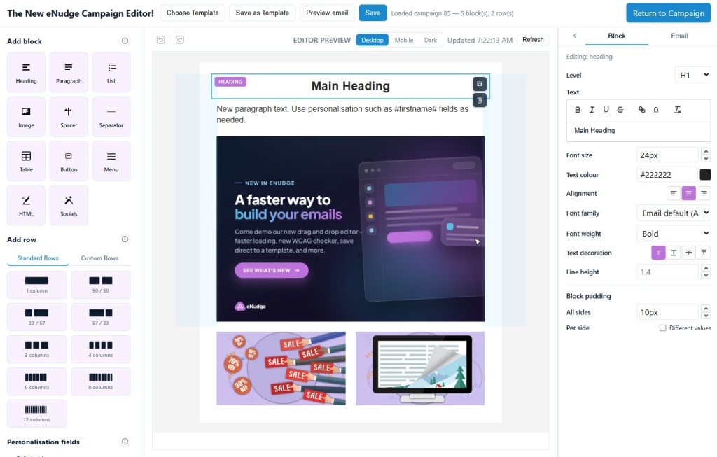 new eNudge campaign editor